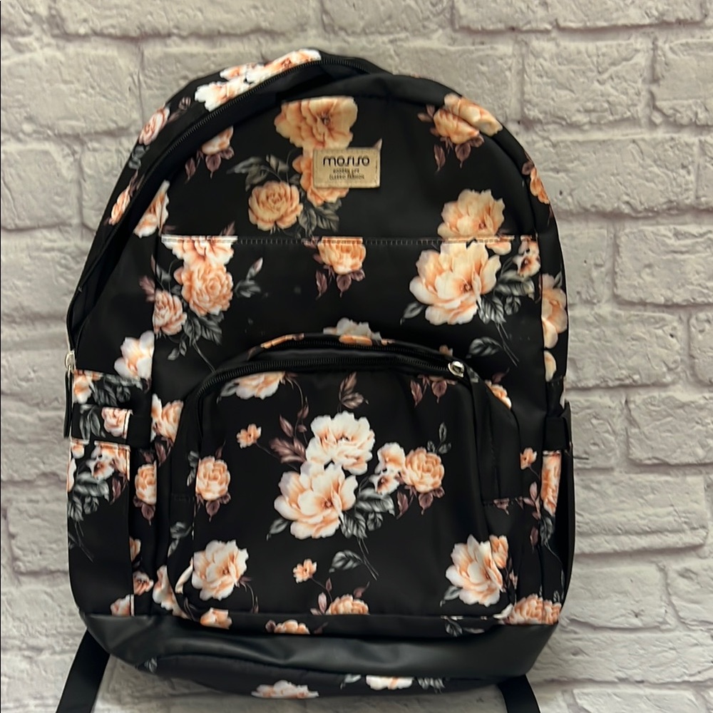 Black Floral Backpack